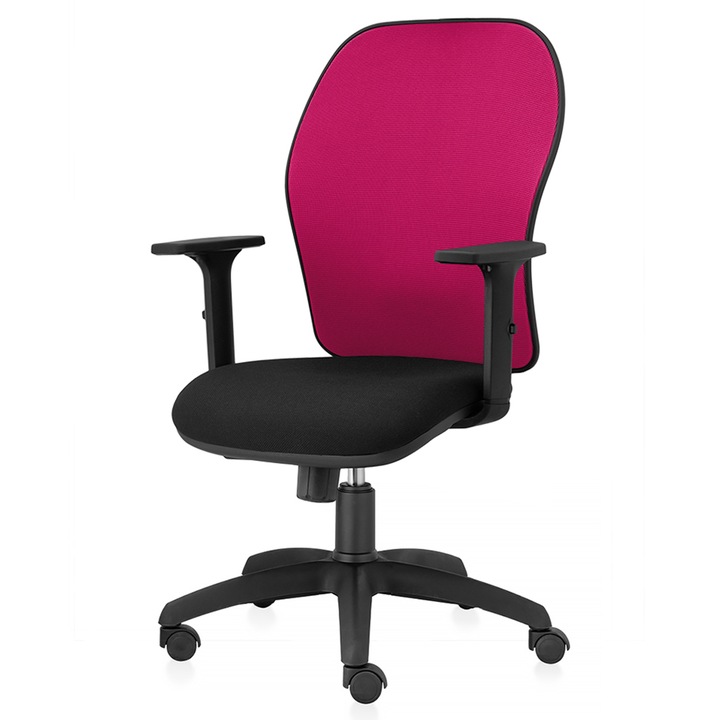 Scaun ergonomic de birou TRAFFIC CHAIRS AERO NET ECO, sezut Negru, spatar tip NET ROZ, brate reglabile, mecanism multiblock, suport lombar reglabil