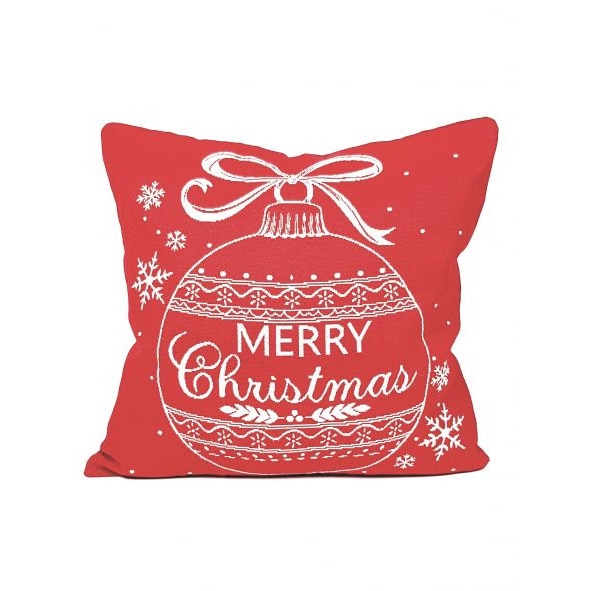 Fata de perna decorativa, motive Glob Craciun, 45x45cm