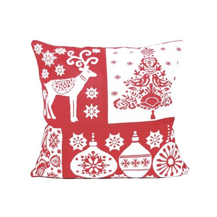 Fata de perna decorativa, motive Craciun, 45x45cm