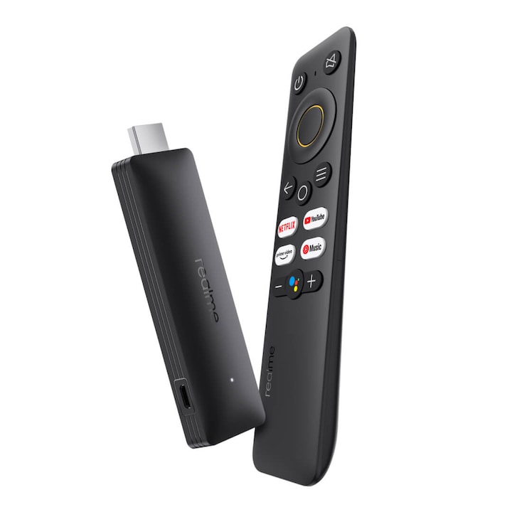 Mediaplayer Realme TV Stick 4K, Google TV, Bluetooth, WiFi, HDMI 2.1, HDR10+, Dolby Audio, Negru