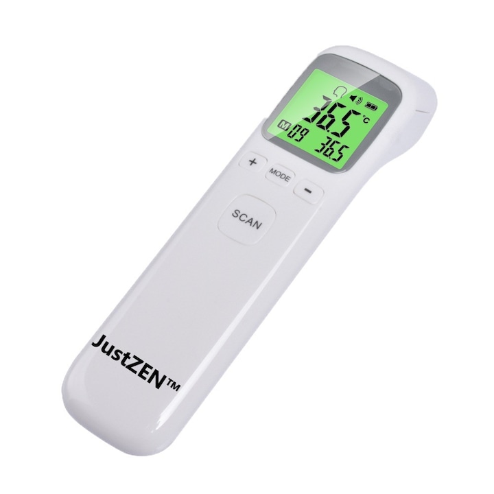 Termometru Avizat Medical JustZEN™, T1502 tehnologie non contact cu infrarosu, masurare rapida, de mare precizie, memorie display LCD