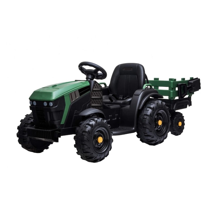 Elektromos XXL traktor akkumulátorral gyerekeknek NOVOKIDS™ Super Tytan Farmer, Utánfutóval, Songs és USB, 3-8 év, Akkumulátor 12V, 2 sebesség, hossz 153 cm, Fények, Zöld