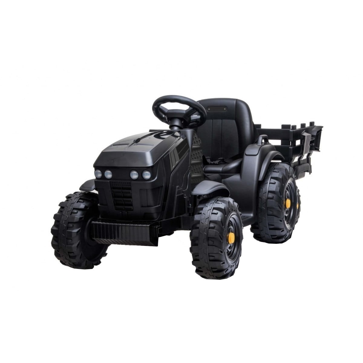 Elektromos XXL traktor akkumulátorral gyerekeknek NOVOKIDS™ Super Tytan  Farmer, Utánfutóval, Songs és USB, 3-8 év, Akkumulátor 12V, 2 sebesség,  hossz 153 cm, Fények, Fekete 