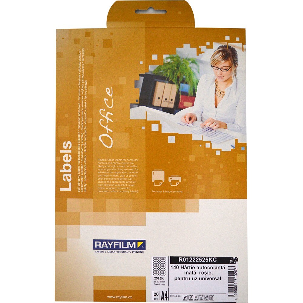 Etichete autoadezive rotunde 25mm rosu mat 70buc/A4 20/set uz universal