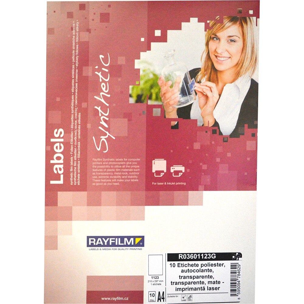 Etichete autoadezive din poliester transparent mat Rayfilm Synthetic 10/set A4