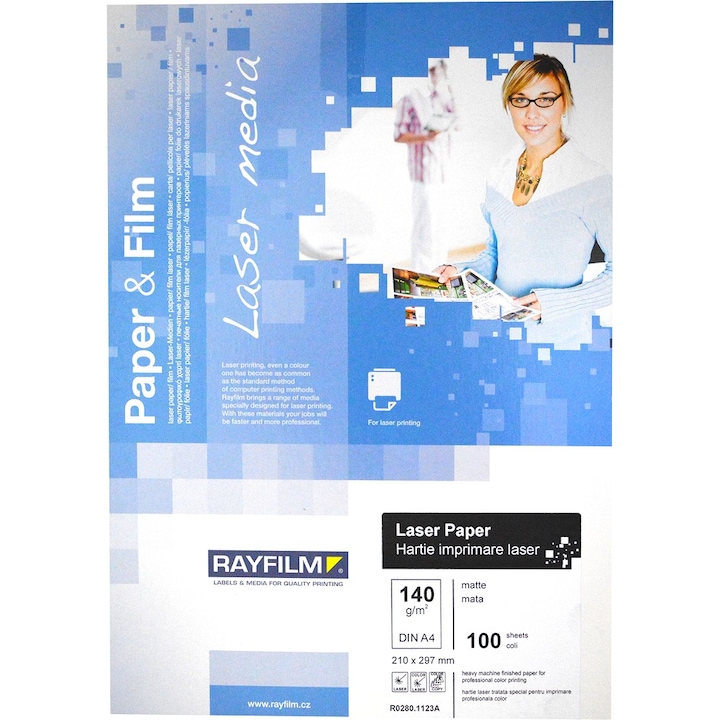 Hartie foto A4 LaserMedia mata 140g 100/top fata-verso Rayfilm
