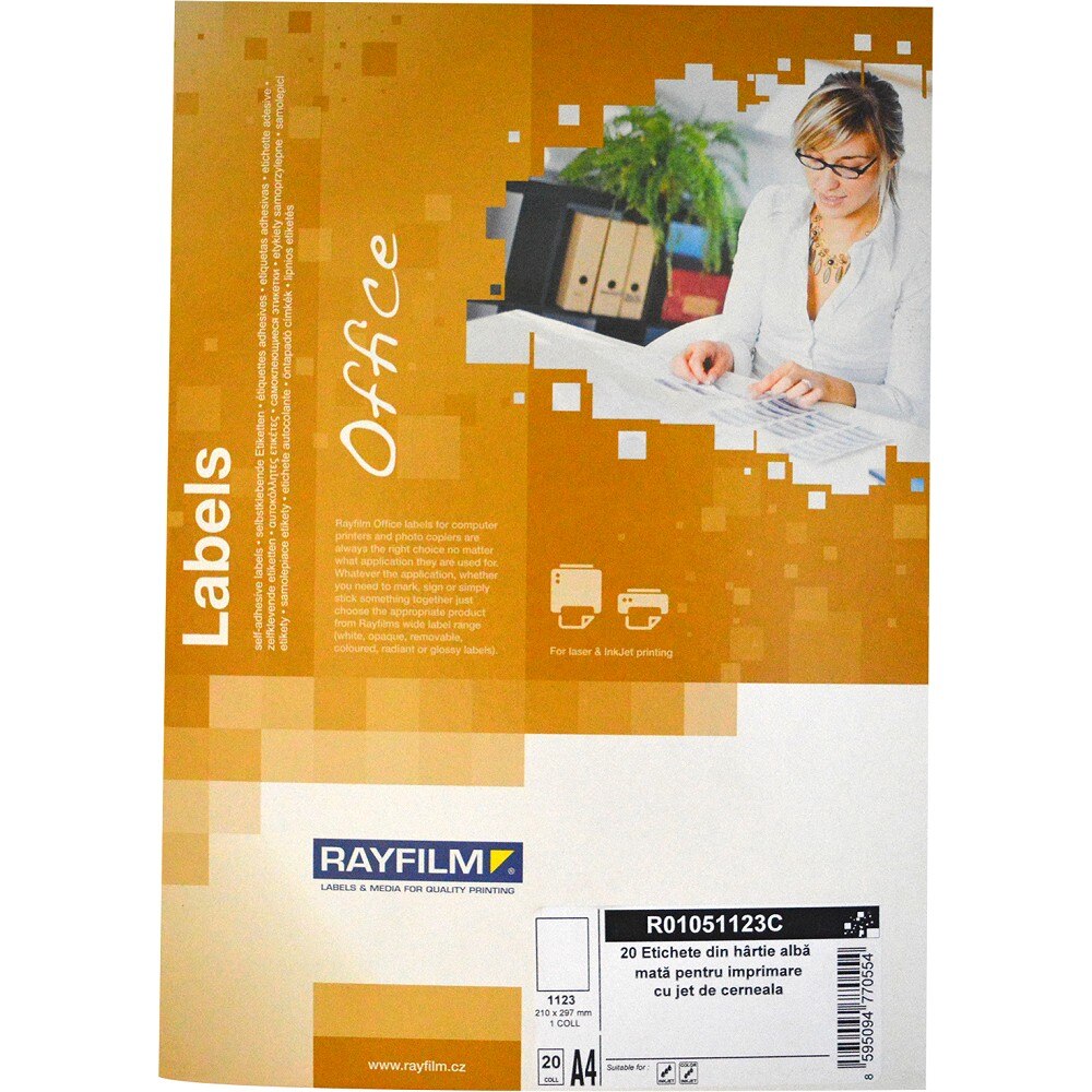 Etichete foto alb mat A4 1buc/A4 210x297mm 95g 20/set inkjet Rayfilm
