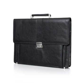 Servieta Lamonza Oxford 32x43x10 cm neagra, cu bretea de umar Servieta Lamonza Oxford 32x43x10 cm neagra, cu bretea de umar