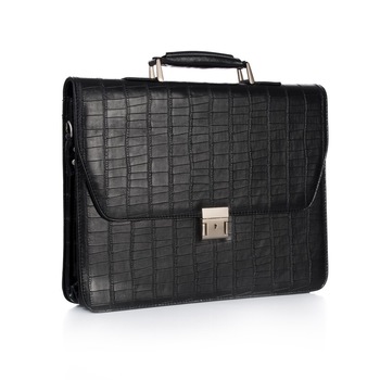 Servieta Lamonza Cambridge 31x42x14 cm, neagra, bretea de umar detasabila, inchidere cheita Servieta Lamonza Cambridge 31x42x14 cm, neagra, bretea de umar detasabila, inchidere cheita