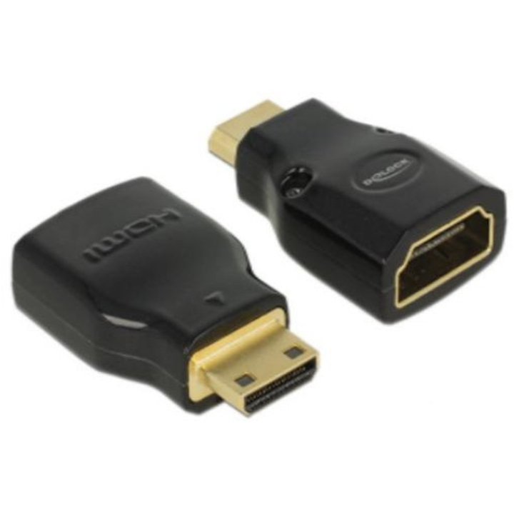 Адаптер Delock, HDMI с Ethernet - HDMI mini-C, Мъжко-HDMI-A женско 4K, Черен