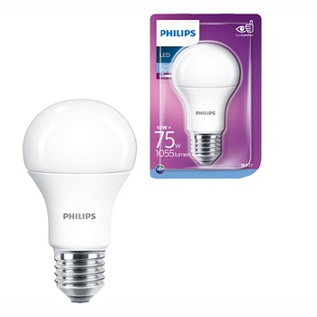 Bec LED Philips, forma clasica, E27, 10W (75W), lumina rece, mat Bec LED Philips, forma clasica, E27, 10W (75W), lumina rece, mat