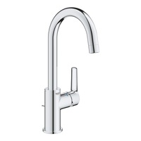 Baterie lavoar Grohe Start 23554002, 3/8'', marimea L, monocomanda, cartus ceramic, evacuare cu tija, pivotanta, crom