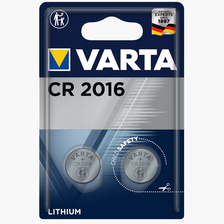Baterii buton litiu CR2016 3V 90mAh, 2 buc Varta
