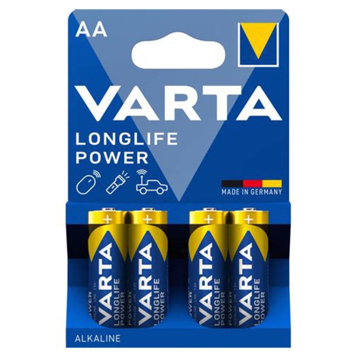Baterii alcaline Longlife Power AA, 4 buc Varta