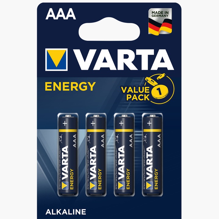 Baterii alcaline AAA R3, 4 buc Varta