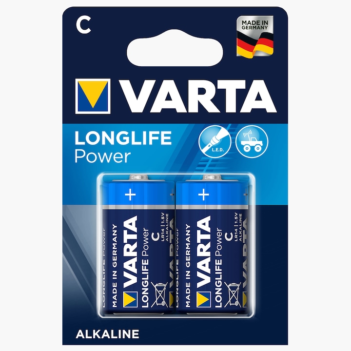 Baterii alcaline Longlife Power C R14 blister, 2 buc Varta