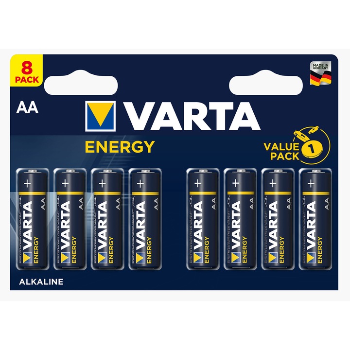 Baterii alcaline AA, 8 buc Varta