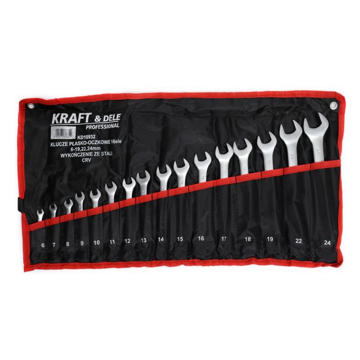 Set 16 chei fixe combinate, Kraft&Dele KD10932, 6-19, 22, 24mm