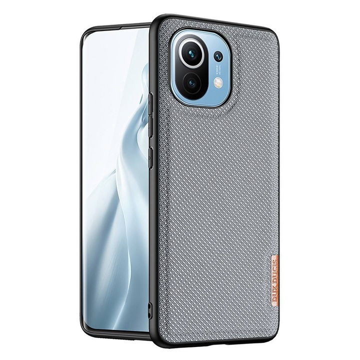 Калъф за Xiaomi Mi 11 5G, модерен дизайн от тъкан текстил, TPU рамка, тънък, Aziao Optim Protect Tech, сив