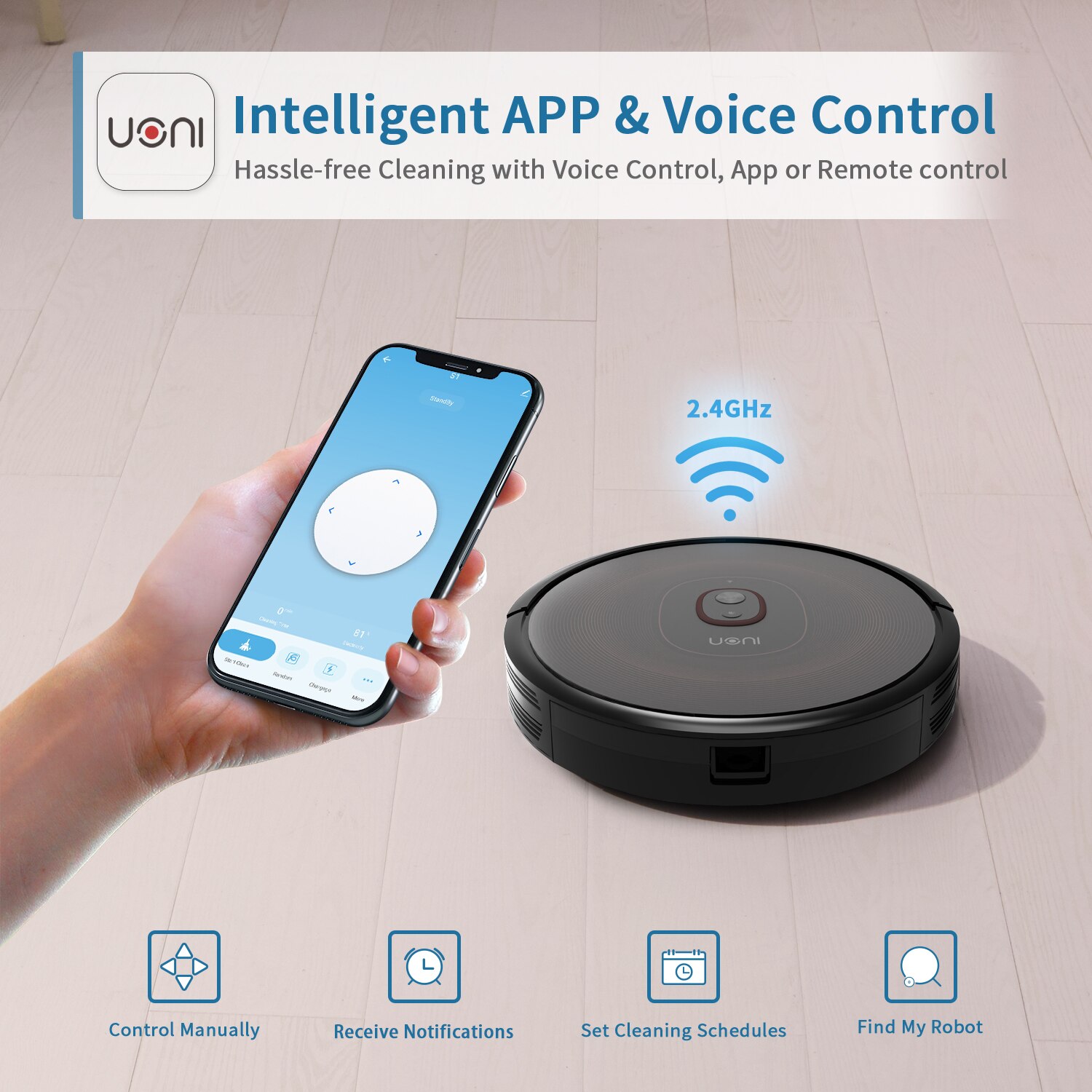 Robot de aspirare Uoni Samurai S1, 40W, 120150 min, WiFi App, 0.5L