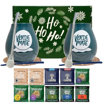 Set cadou de Craciun Yerba Mate Verde Mate, 10 tipuri de ceai, 2 cani cu accesorii, Multicolor Set cadou de Craciun Yerba Mate Verde Mate, 10 tipuri de ceai, 2 cani cu accesorii, Multicolor