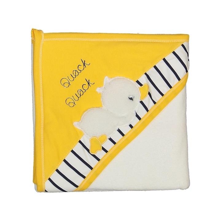 Prosop de Baie Coccoo Bebe cu Gluga pentru Bebelusi, 100% Bambus Organic, 80x90, portocala, ratusca