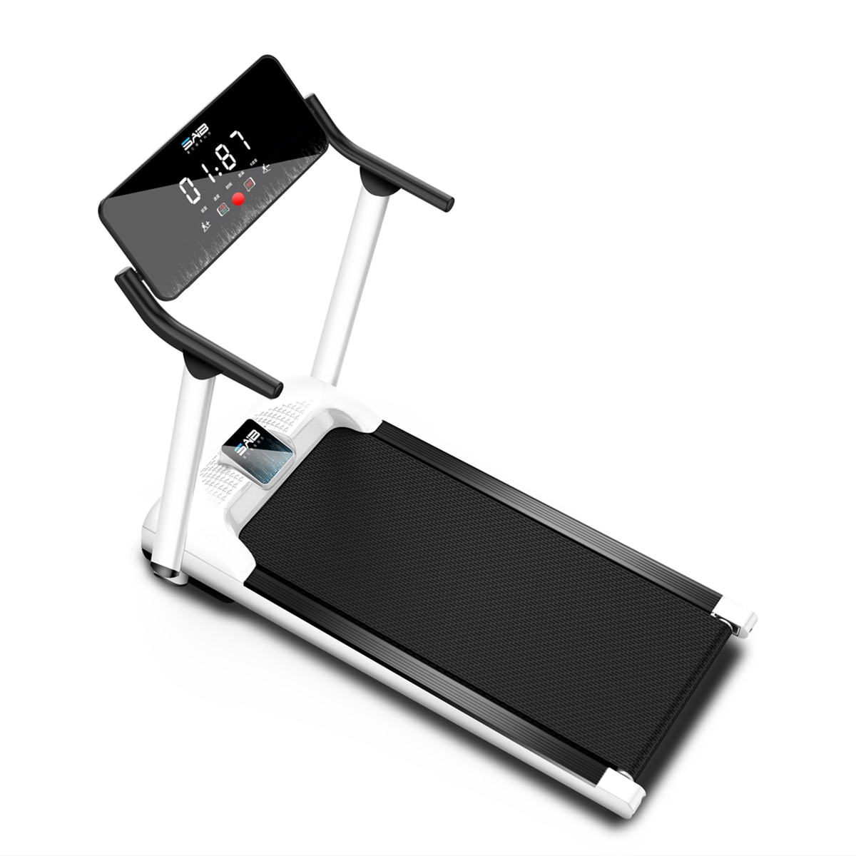 Banda de alergare, GEEMAX, Pliabila, LCD, 3,5 CP, 1-10 km/h, capacitate de greutate 130 kg, Alb si Negru