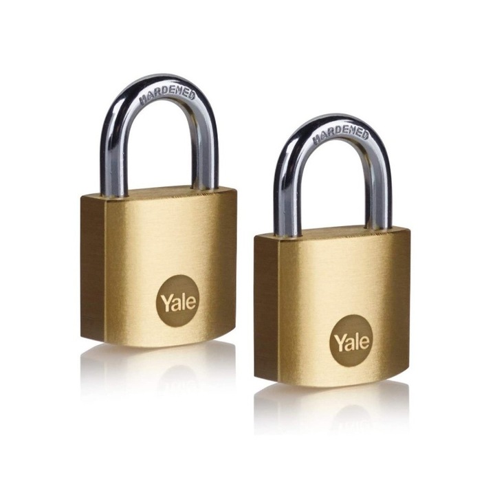 Set lacate Yale din alama corp 30 mm, 2 bucati, veriga ingropata cheie unica, nivel standard de protectie Y110B/30/115/2