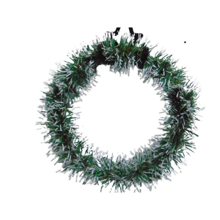 Coronita de Craciun cerc 20 cm alb cu verde