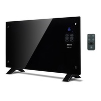 Convector electric de sticla Zass ZKG 02BR, 2000 W, Suprafata de sticla, Telecomanda, Afisaj LCD cu Touch screen, 3 functii, Montare pe podea sau perete, Negru