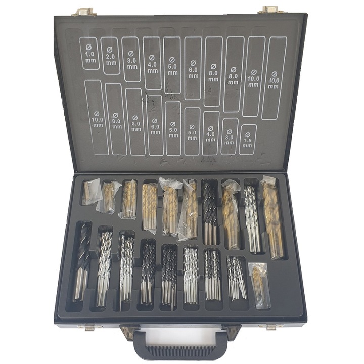 Trusa 160 burghie pt lemn fier beton silver