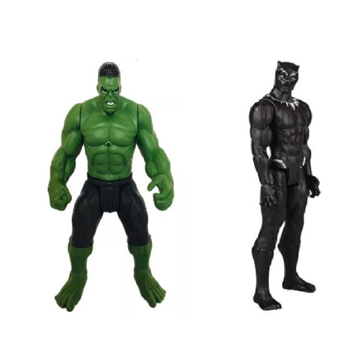 2 db figura készlet Bosszúálló, Hulk, Fekete Párduc 18 cm, Többszínű