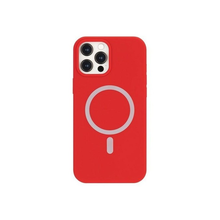 Калъф Mercury Magsafe, съвместим с iPhone 12 Pro Max, вътрешност от микрофибър, силикон, червен