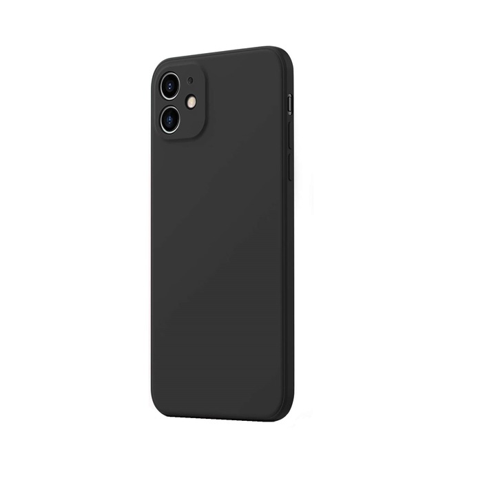 Husa protectie compatibila cu iPhone 11, ultra slim, silicon Negru interior din microfibra, protectie camera, protectie ecran, ISAG