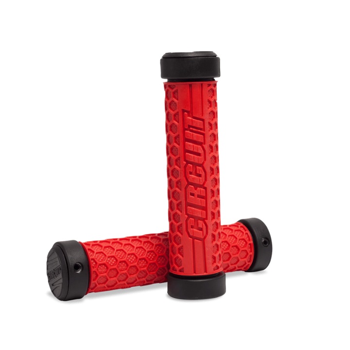 Set 2 mansoane ghidon moto Hexagon, 2.2x2.4x13.4 cm, Rosu/Negru