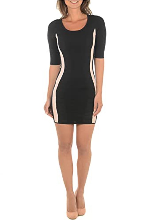 Rochie dama, Morgan, Viscoza, Marime S, Roz/Negru