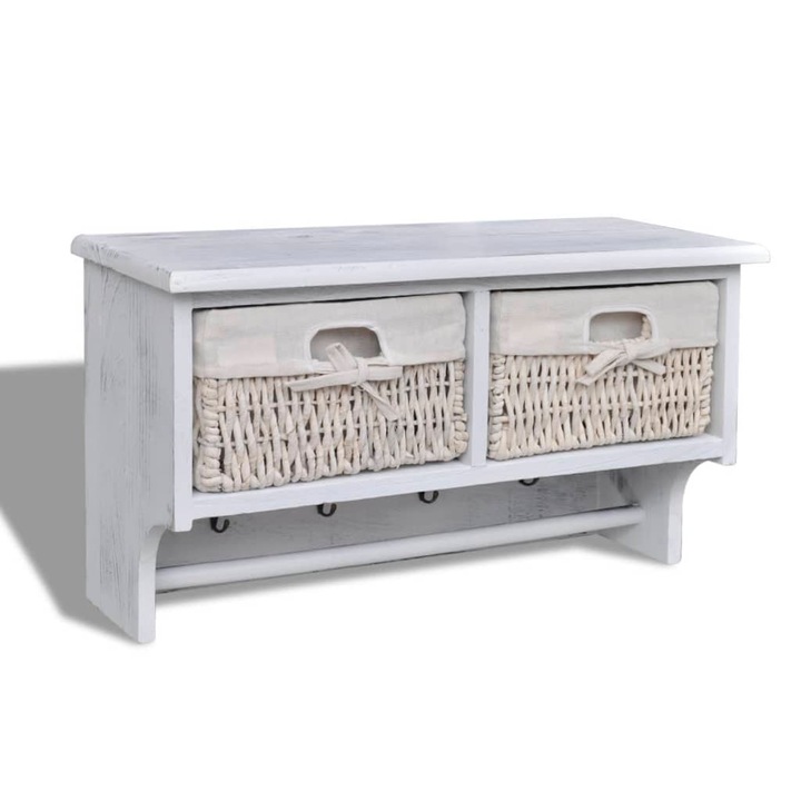 Raft de perete, alb, 60 x 23,5 x 33 cm, lemn de paulownia 240792