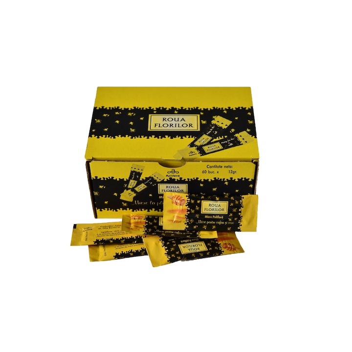 Polivirágos mézes rúd / boríték kávéhoz és teához, 60 db x 12 g, Virágharmat, Apidava