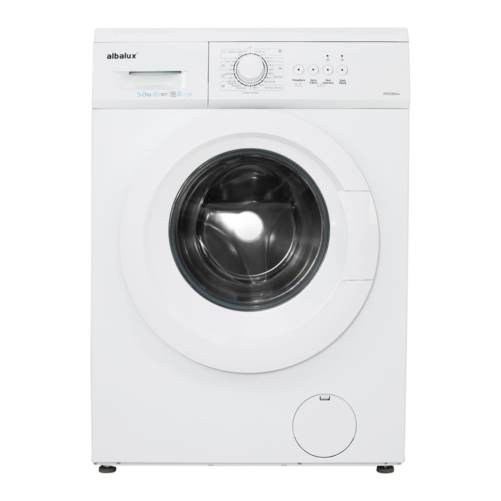 Masina de spalat rufe Albalux AXW0850, 5 kg, 800 rpm, Clasa E, 23 de programe, Blocare acces copii, Alb
