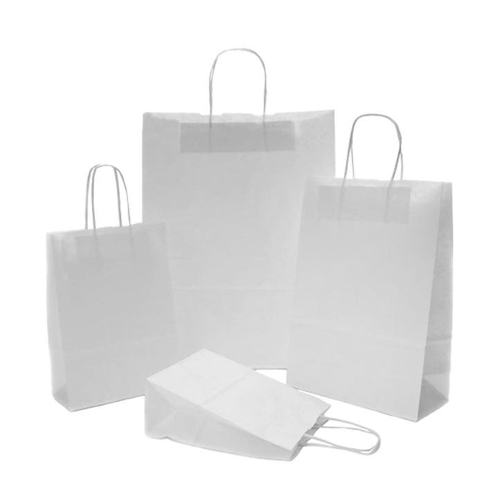 Set 100 bucati, Sacosa Alba Maner Sfoara, 25x14x30 cm