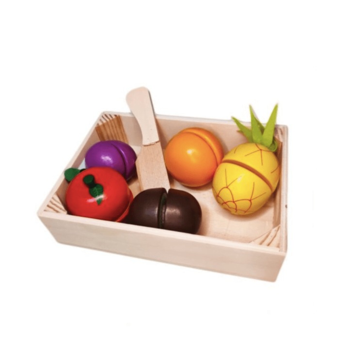 Fából szeletelő zöldségláda játék, 11 db, 7 db