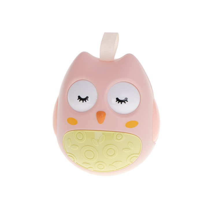 Jucarie interactiva pentru copii, Zola®, 'kiwajka' model bufnita, cu sunete, 11x10x9 cm, roz
