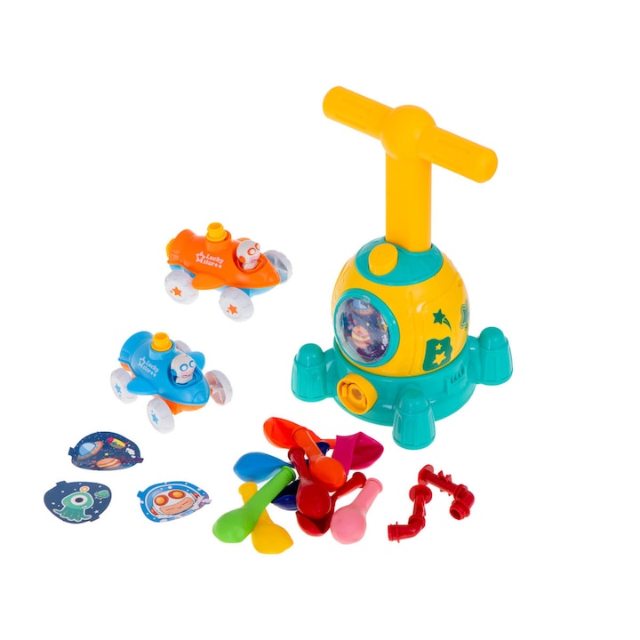 Детски комплект играчки, Zola®, летящи коли, ракета за изстрелване на балон, космически кораб