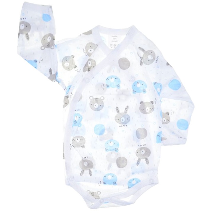 Body cu maneca lunga pentru baieti Happy CA52427, Alb 62 CM