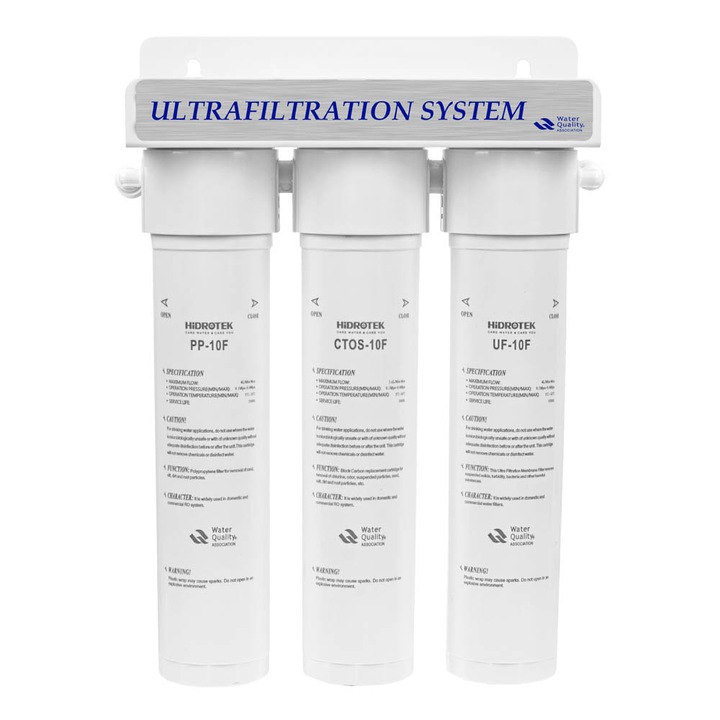 Sistem de filtrare a apei, Hidrotek, KUF-3, 3 filtre, PP+UF+CTO, Alb