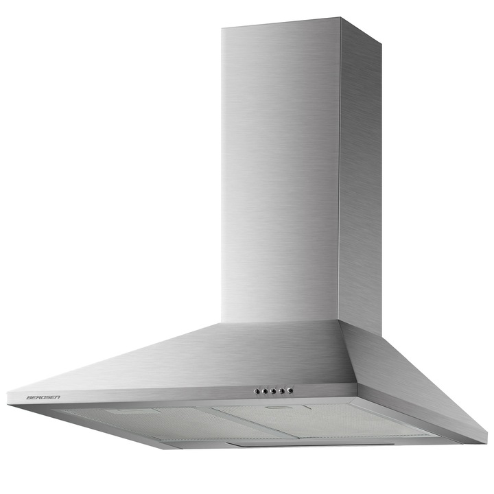 Декоративен Аспиратор за Вграждане, Покритие от Неръждаема Стомана, Мощност на Абсорбиране 350m3/h, 65W, 3 Степени, Бутон за Управление, 60 см, Сребрист