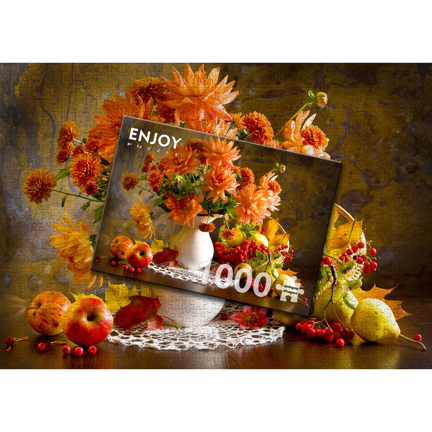 Puzzle 1000 Piese ENJOY – Dalii Portocalii de Toamna, Natura