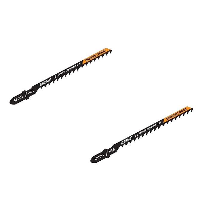 Set 2 panze profesionale taiat lemn, pentru fierastrau pendular, 6 tpi, HCS, prindere T, Dedra