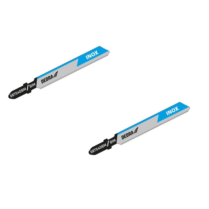 Set 2 panze profesionale taiat inox, otel inoxidabil, pentru fierastrau pendular, 25 tpi, BIM, prindere T, 82 mm, Dedra