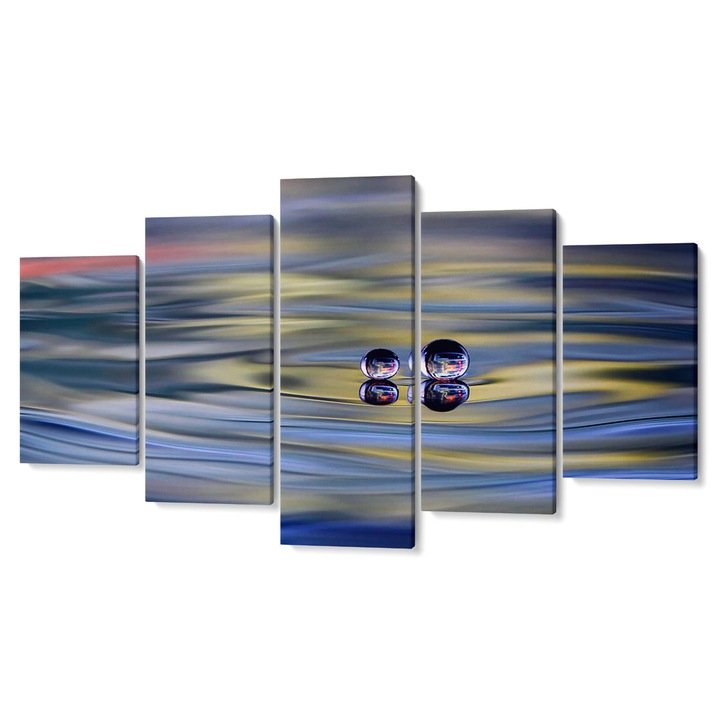 Комплект от 5 части Tabouri Premium multicanvas decor, Two drops on water, 105 x 200 cm